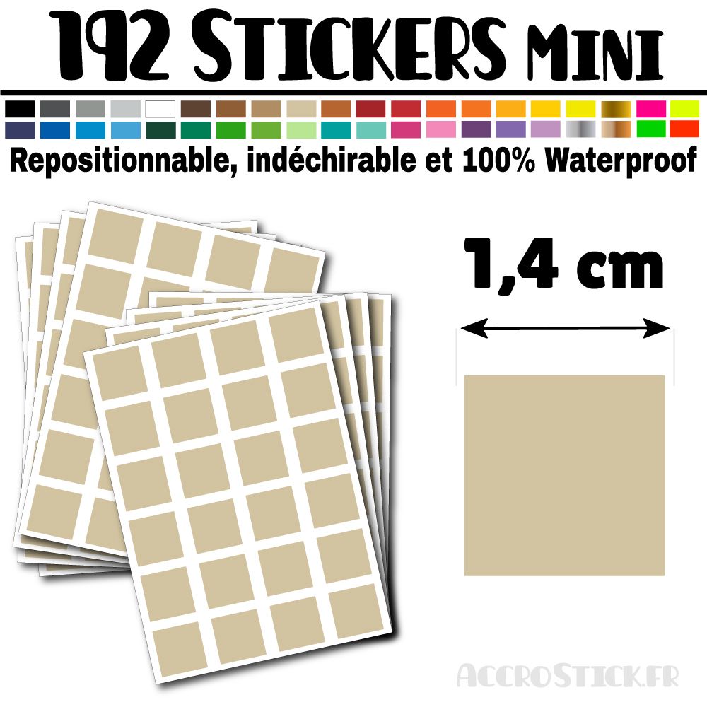 192 Carrés 1,4 cm - Stickers mini gommettes 192 Carrés 1,4 cm - Stickers mini gommettes