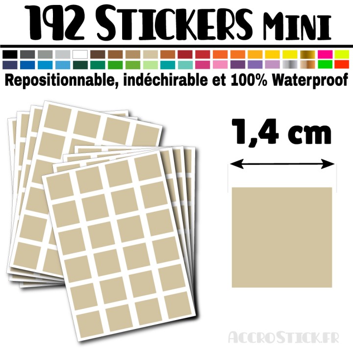 192 Carrés 1,4 cm - Stickers mini gommettes