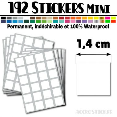 192 Carrés 1,4 cm - Stickers mini gommettes