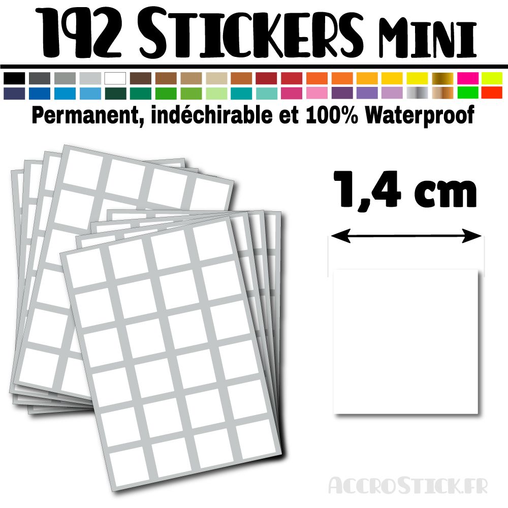 192 Carrés 1,4 cm - Stickers mini gommettes 192 Carrés 1,4 cm - Stickers mini gommettes