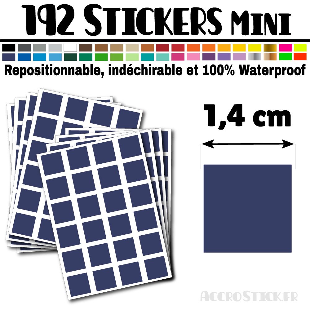192 Carrés 1,4 cm - Stickers mini gommettes 192 Carrés 1,4 cm - Stickers mini gommettes