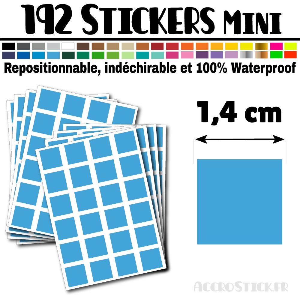 192 Carrés 1,4 cm - Stickers mini gommettes 192 Carrés 1,4 cm - Stickers mini gommettes