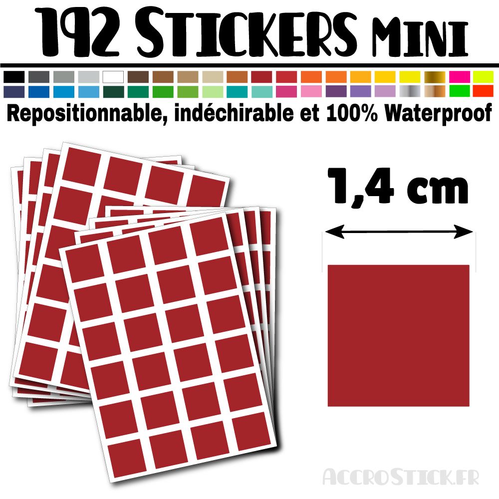 192 Carrés 1,4 cm - Stickers mini gommettes 192 Carrés 1,4 cm - Stickers mini gommettes
