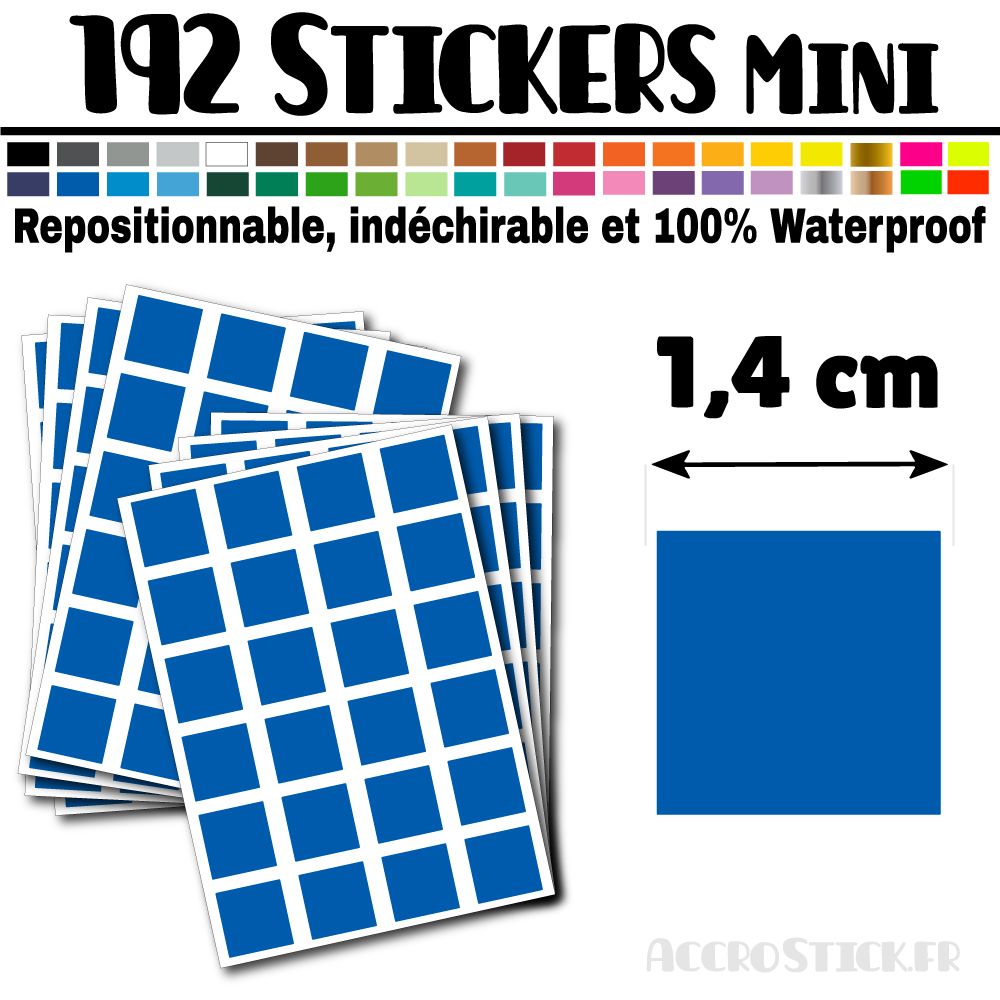 192 Carrés 1,4 cm - Stickers mini gommettes 192 Carrés 1,4 cm - Stickers mini gommettes