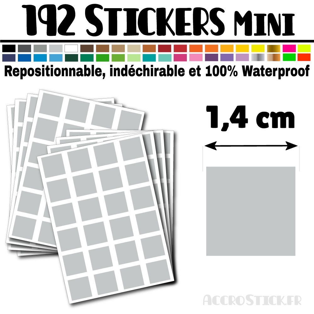 192 Carrés 1,4 cm - Stickers mini gommettes 192 Carrés 1,4 cm - Stickers mini gommettes