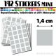 192 Carrés 1,4 cm - Stickers mini gommettes