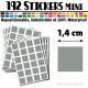 192 Carrés 1,4 cm - Stickers mini gommettes