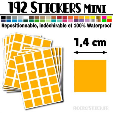 192 Carrés 1,4 cm - Stickers mini gommettes