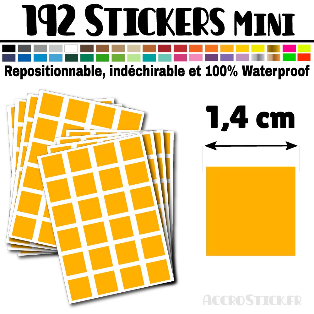 192 Carrés 1,4 cm - Stickers mini gommettes 192 Carrés 1,4 cm - Stickers mini gommettes