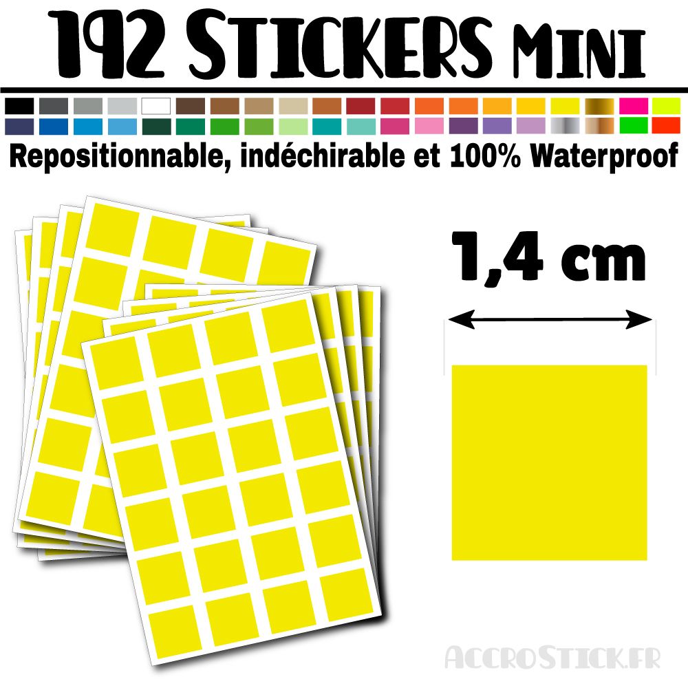 192 Carrés 1,4 cm - Stickers mini gommettes 192 Carrés 1,4 cm - Stickers mini gommettes