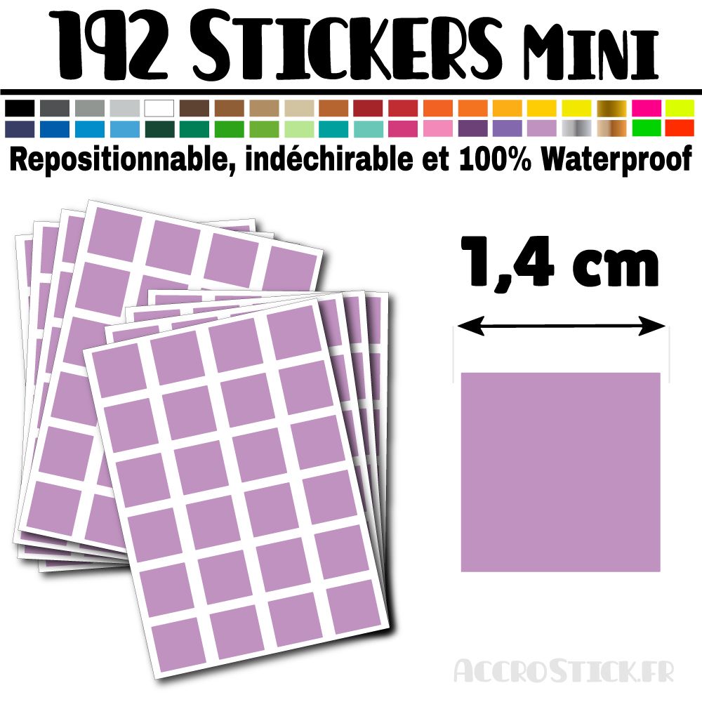 192 Carrés 1,4 cm - Stickers mini gommettes 192 Carrés 1,4 cm - Stickers mini gommettes