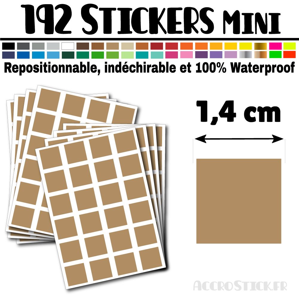 192 Carrés 1,4 cm - Stickers mini gommettes 192 Carrés 1,4 cm - Stickers mini gommettes