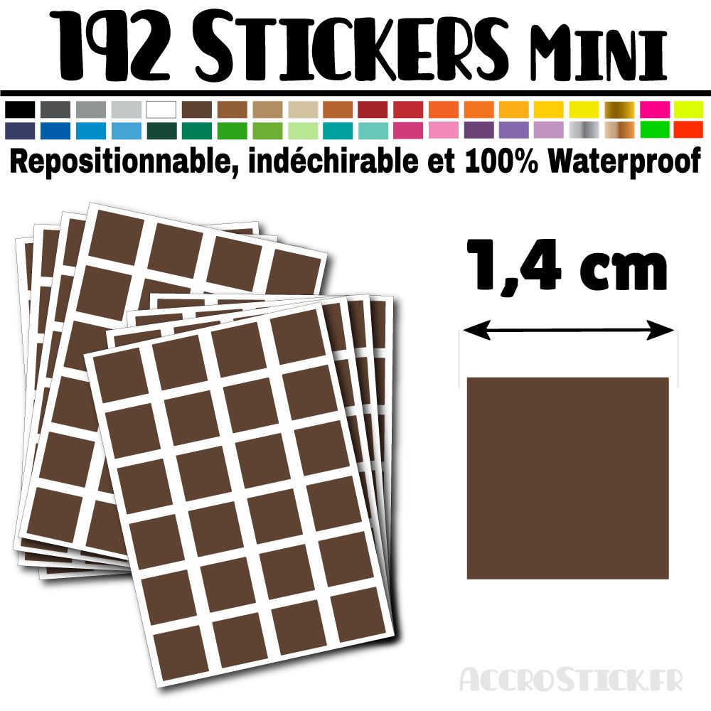 192 Carrés 1,4 cm - Stickers mini gommettes 192 Carrés 1,4 cm - Stickers mini gommettes