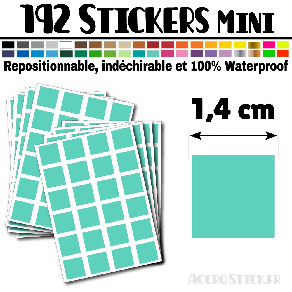 192 Carrés 1,4 cm - Stickers mini gommettes 192 Carrés 1,4 cm - Stickers mini gommettes