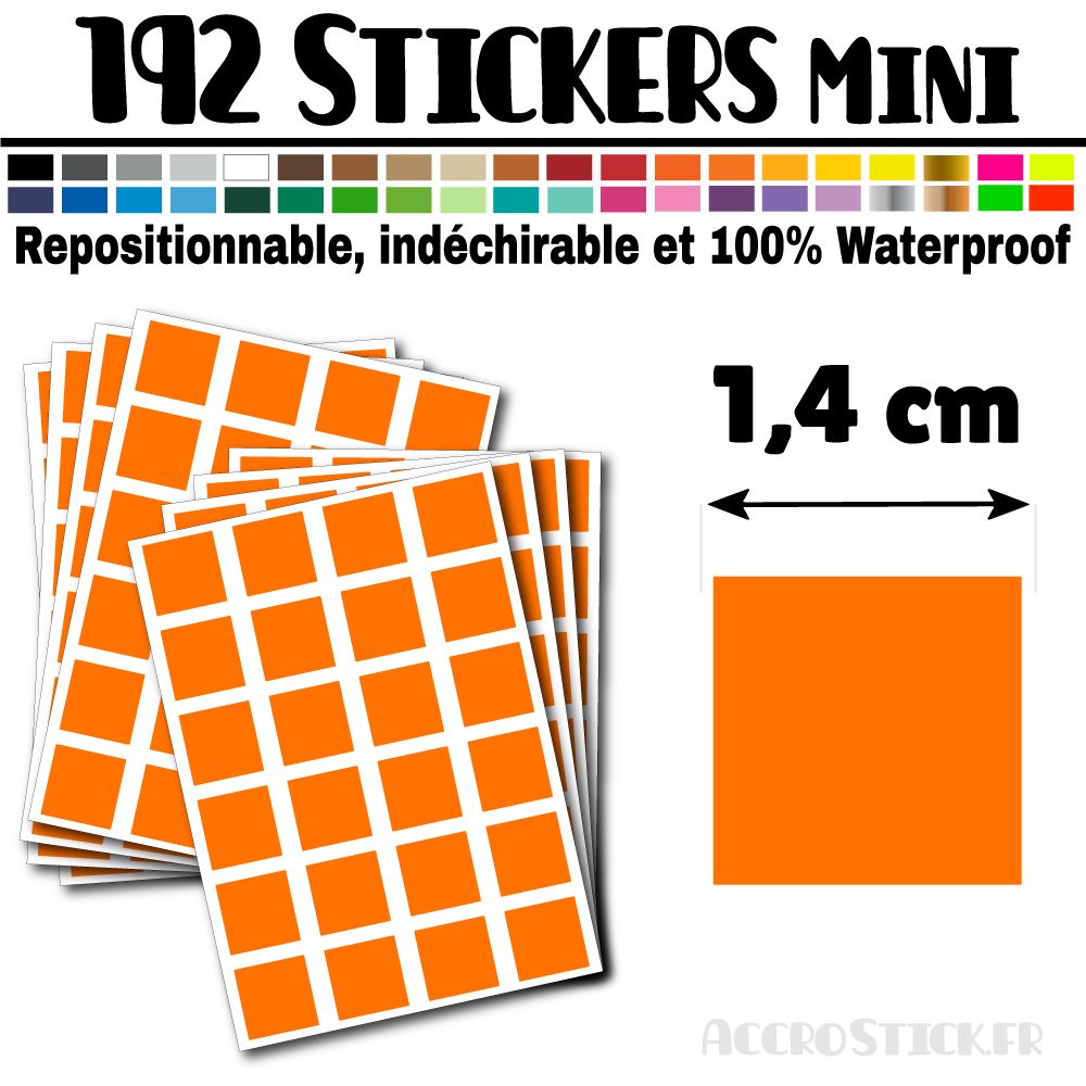 192 Carrés 1,4 cm - Stickers mini gommettes 192 Carrés 1,4 cm - Stickers mini gommettes