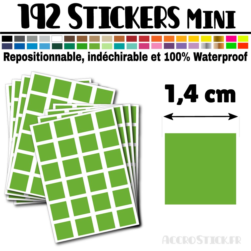 192 Carrés 1,4 cm - Stickers mini gommettes 192 Carrés 1,4 cm - Stickers mini gommettes