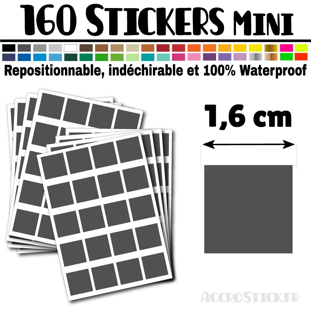 160 Carrés 1,6 cm - Stickers mini gommettes 160 Carrés 1,6 cm - Stickers mini gommettes