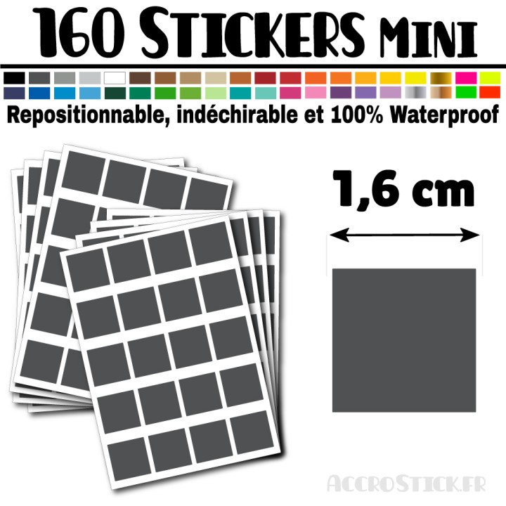 160 Carrés 1,6 cm - Stickers mini gommettes