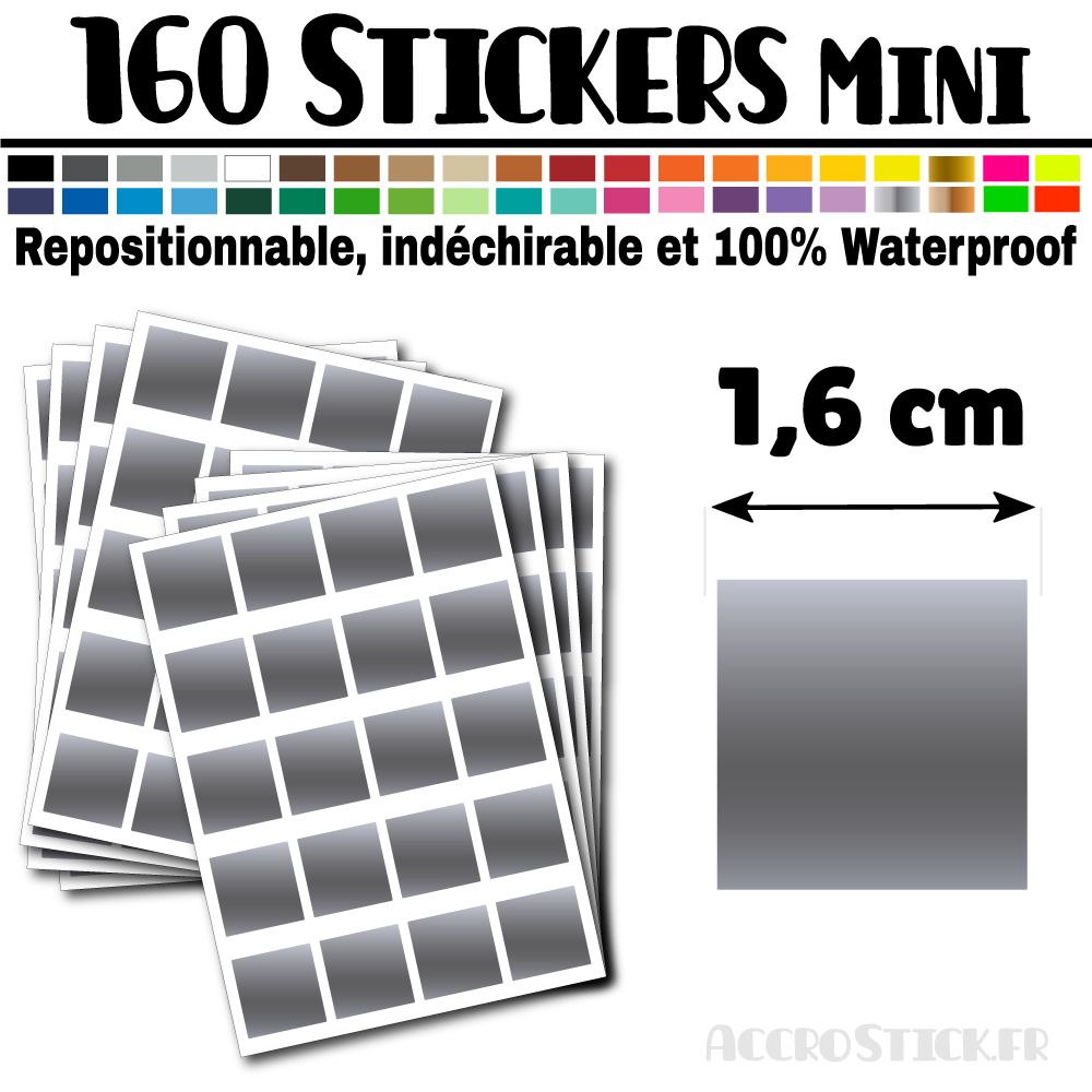 160 Carrés 1,6 cm - Stickers mini gommettes 160 Carrés 1,6 cm - Stickers mini gommettes