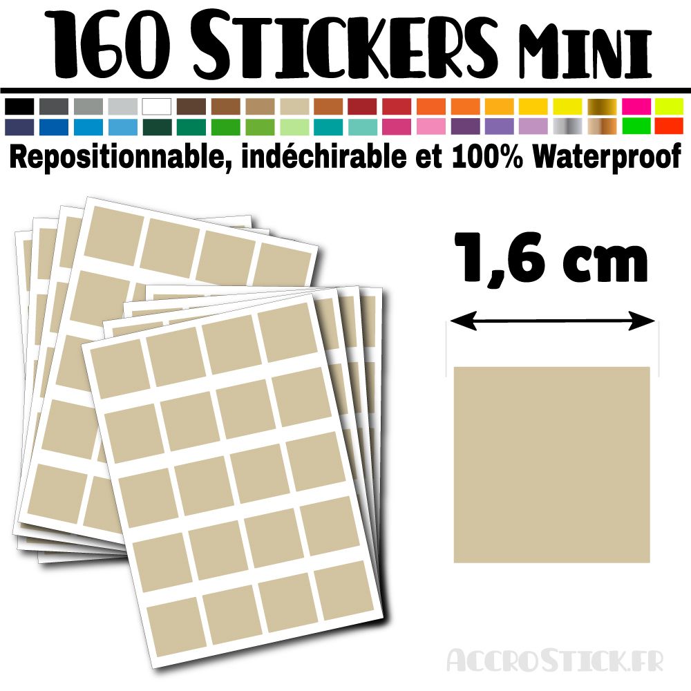 160 Carrés 1,6 cm - Stickers mini gommettes 160 Carrés 1,6 cm - Stickers mini gommettes