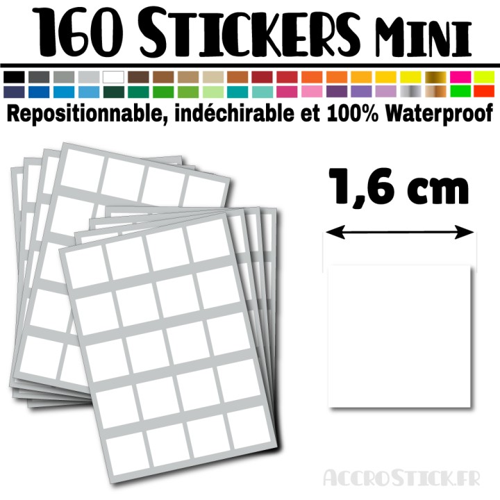 160 Carrés 1,6 cm - Stickers mini gommettes