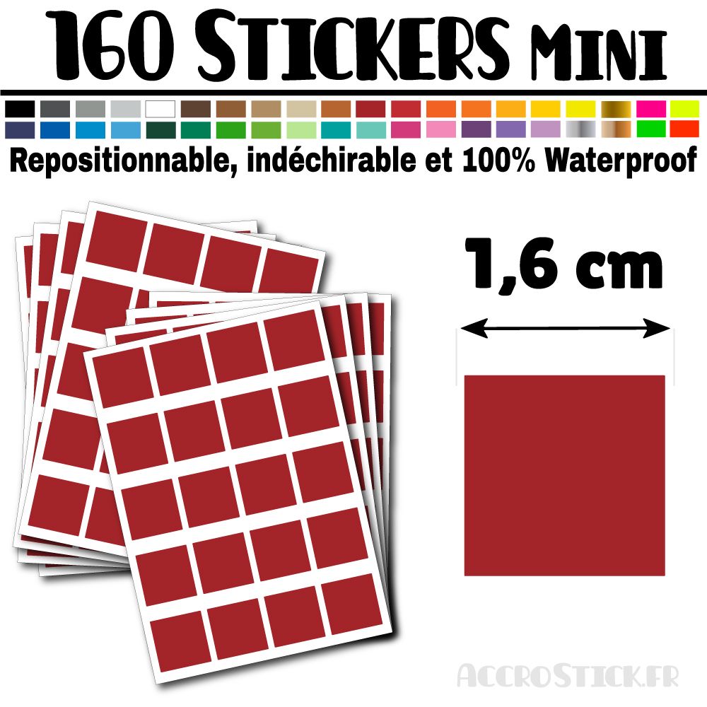 160 Carrés 1,6 cm - Stickers mini gommettes 160 Carrés 1,6 cm - Stickers mini gommettes