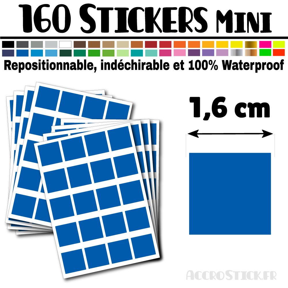 160 Carrés 1,6 cm - Stickers mini gommettes 160 Carrés 1,6 cm - Stickers mini gommettes