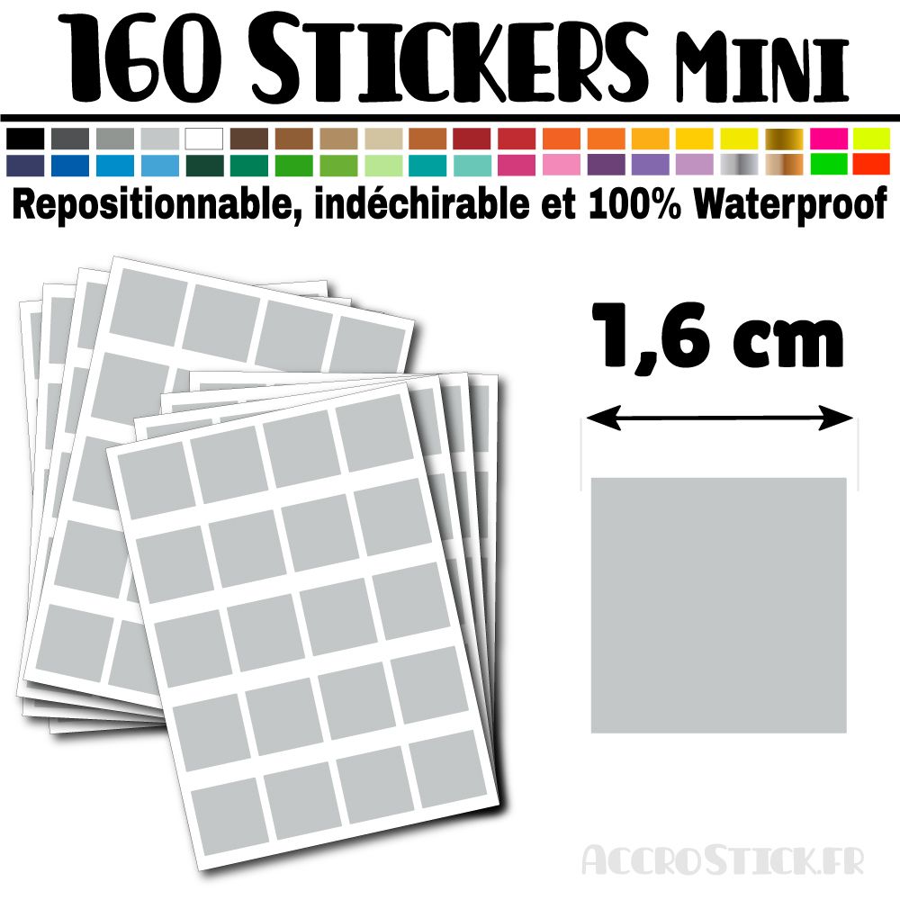 160 Carrés 1,6 cm - Stickers mini gommettes 160 Carrés 1,6 cm - Stickers mini gommettes