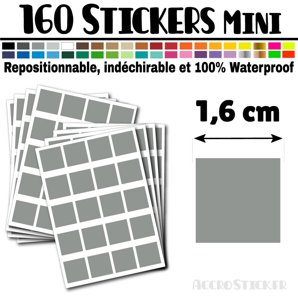 160 Carrés 1,6 cm - Stickers mini gommettes 160 Carrés 1,6 cm - Stickers mini gommettes