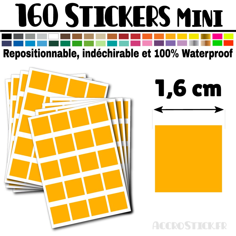 160 Carrés 1,6 cm - Stickers mini gommettes 160 Carrés 1,6 cm - Stickers mini gommettes