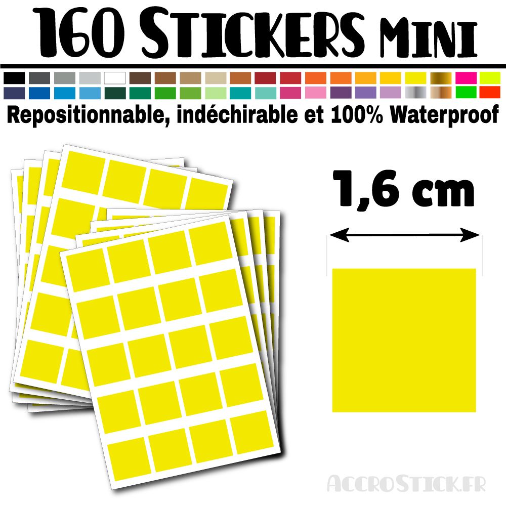 160 Carrés 1,6 cm - Stickers mini gommettes 160 Carrés 1,6 cm - Stickers mini gommettes