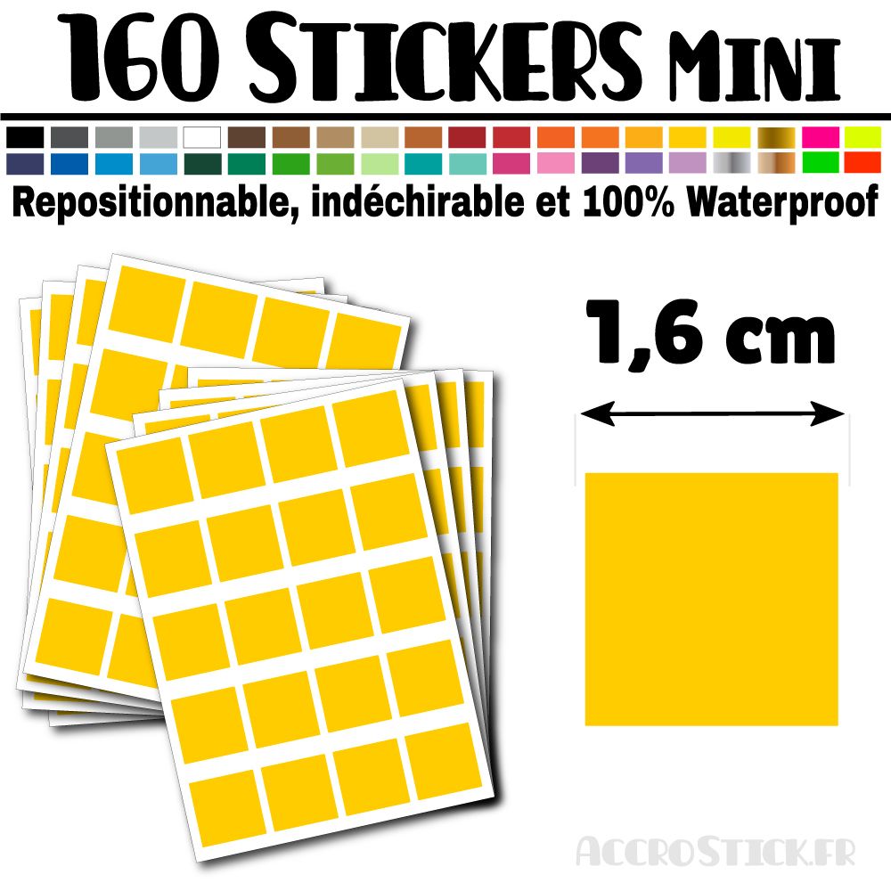 160 Carrés 1,6 cm - Stickers mini gommettes 160 Carrés 1,6 cm - Stickers mini gommettes