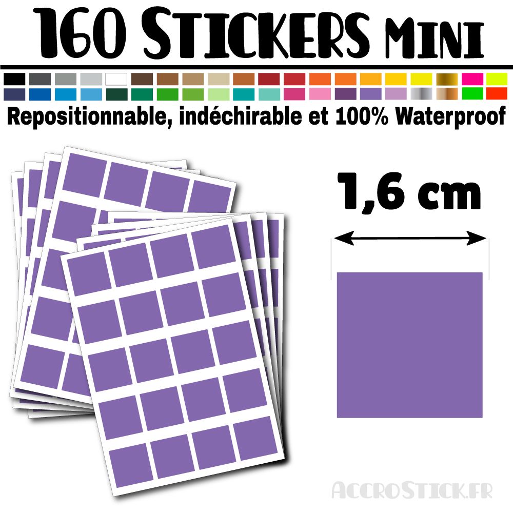 160 Carrés 1,6 cm - Stickers mini gommettes 160 Carrés 1,6 cm - Stickers mini gommettes