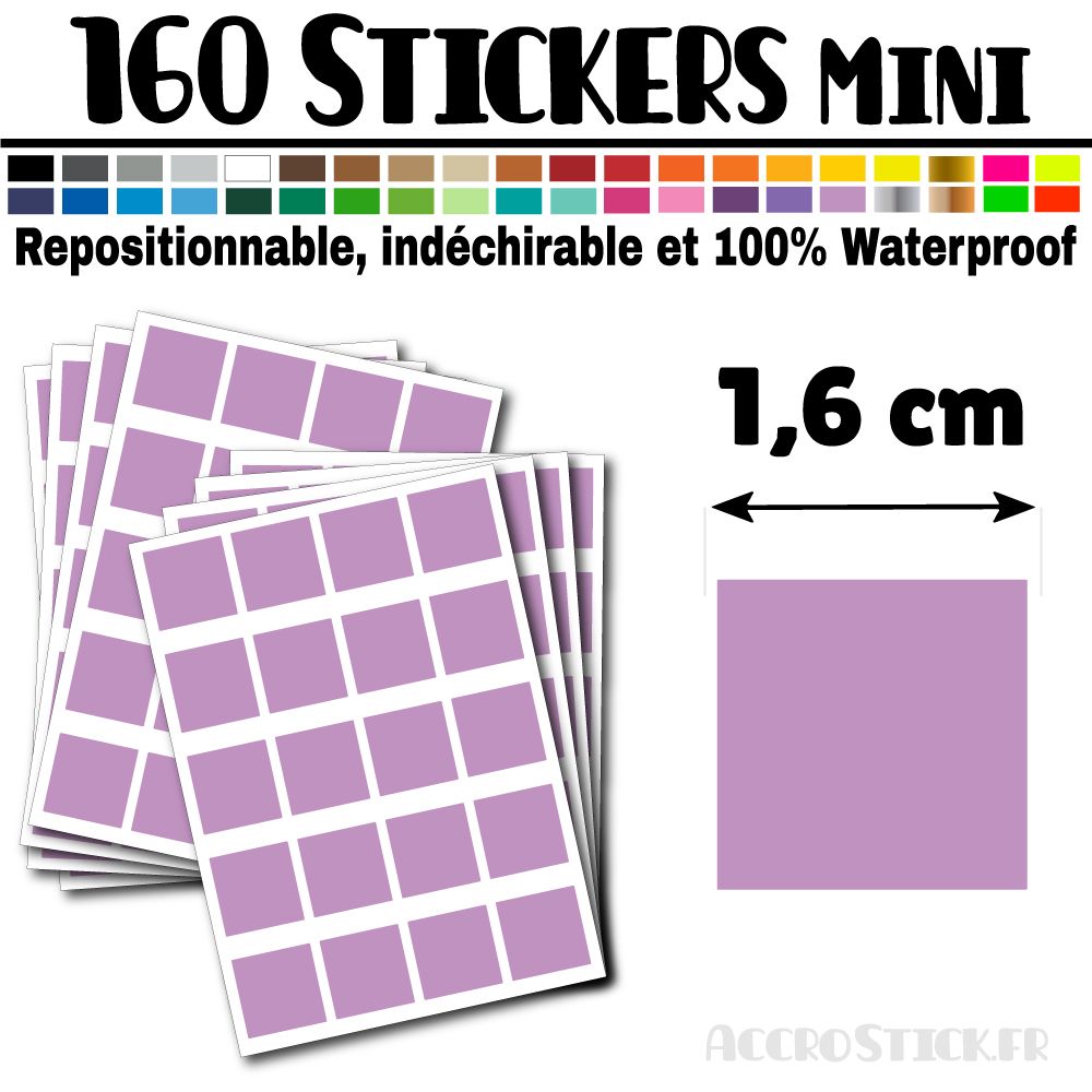 160 Carrés 1,6 cm - Stickers mini gommettes 160 Carrés 1,6 cm - Stickers mini gommettes