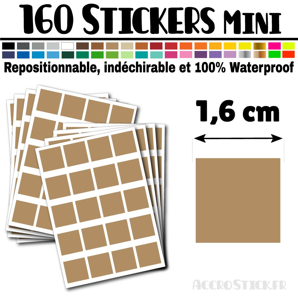 160 Carrés 1,6 cm - Stickers mini gommettes 160 Carrés 1,6 cm - Stickers mini gommettes
