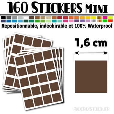 160 Carrés 1,6 cm - Stickers mini gommettes