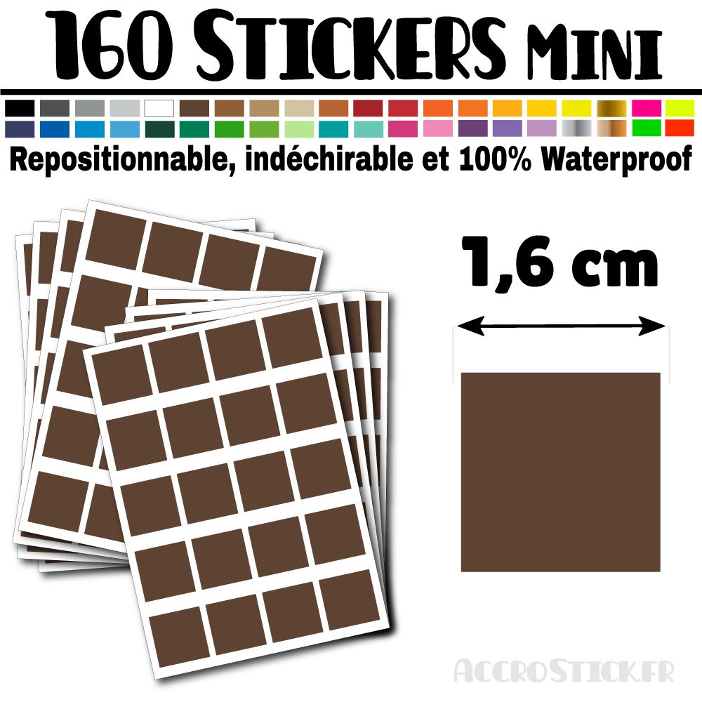 160 Carrés 1,6 cm - Stickers mini gommettes 160 Carrés 1,6 cm - Stickers mini gommettes