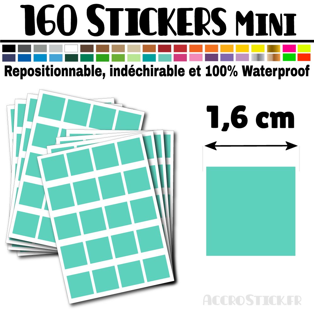 160 Carrés 1,6 cm - Stickers mini gommettes 160 Carrés 1,6 cm - Stickers mini gommettes