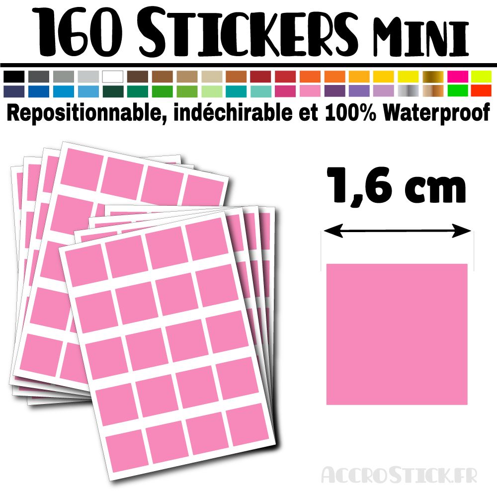 160 Carrés 1,6 cm - Stickers mini gommettes 160 Carrés 1,6 cm - Stickers mini gommettes