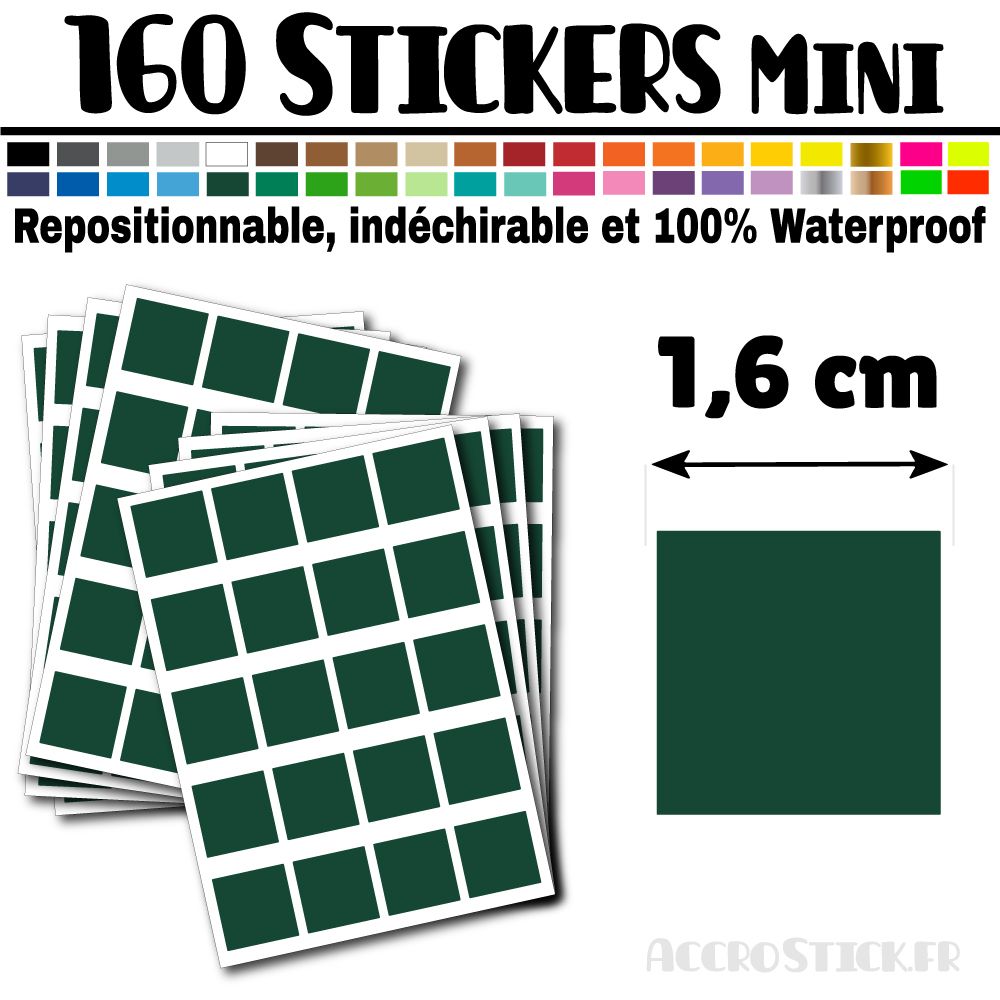160 Carrés 1,6 cm - Stickers mini gommettes 160 Carrés 1,6 cm - Stickers mini gommettes