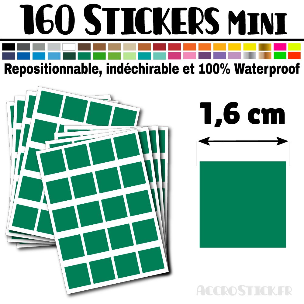 160 Carrés 1,6 cm - Stickers mini gommettes 160 Carrés 1,6 cm - Stickers mini gommettes