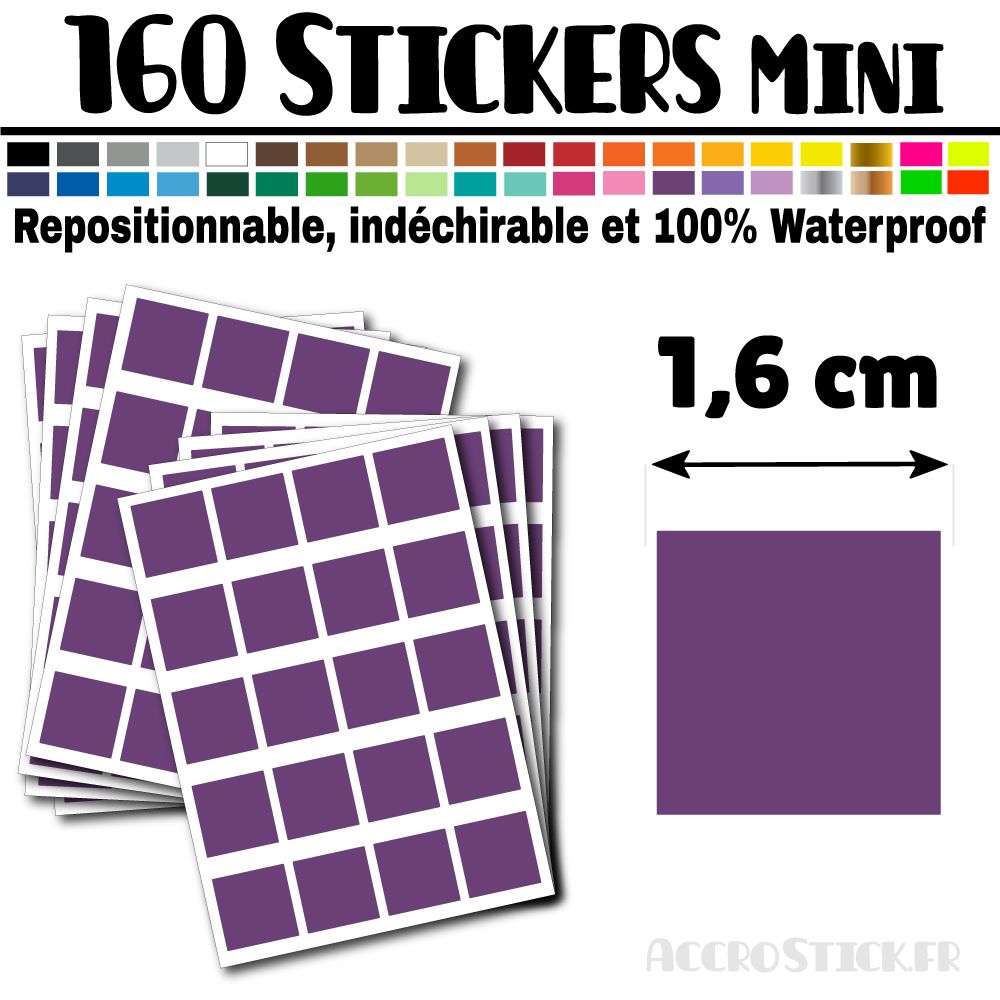 160 Carrés 1,6 cm - Stickers mini gommettes 160 Carrés 1,6 cm - Stickers mini gommettes