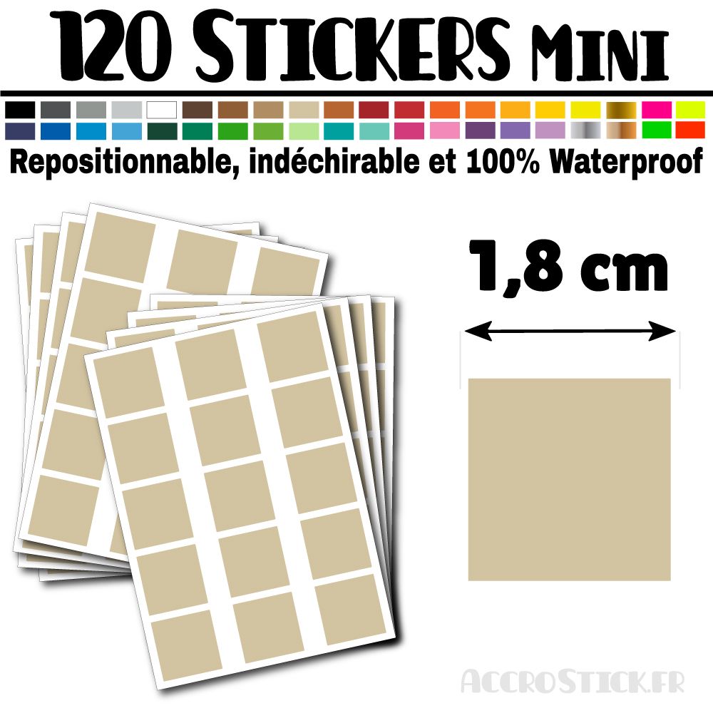 120 Carrés 1,8 cm - Stickers mini gommettes 120 Carrés 1,8 cm - Stickers mini gommettes