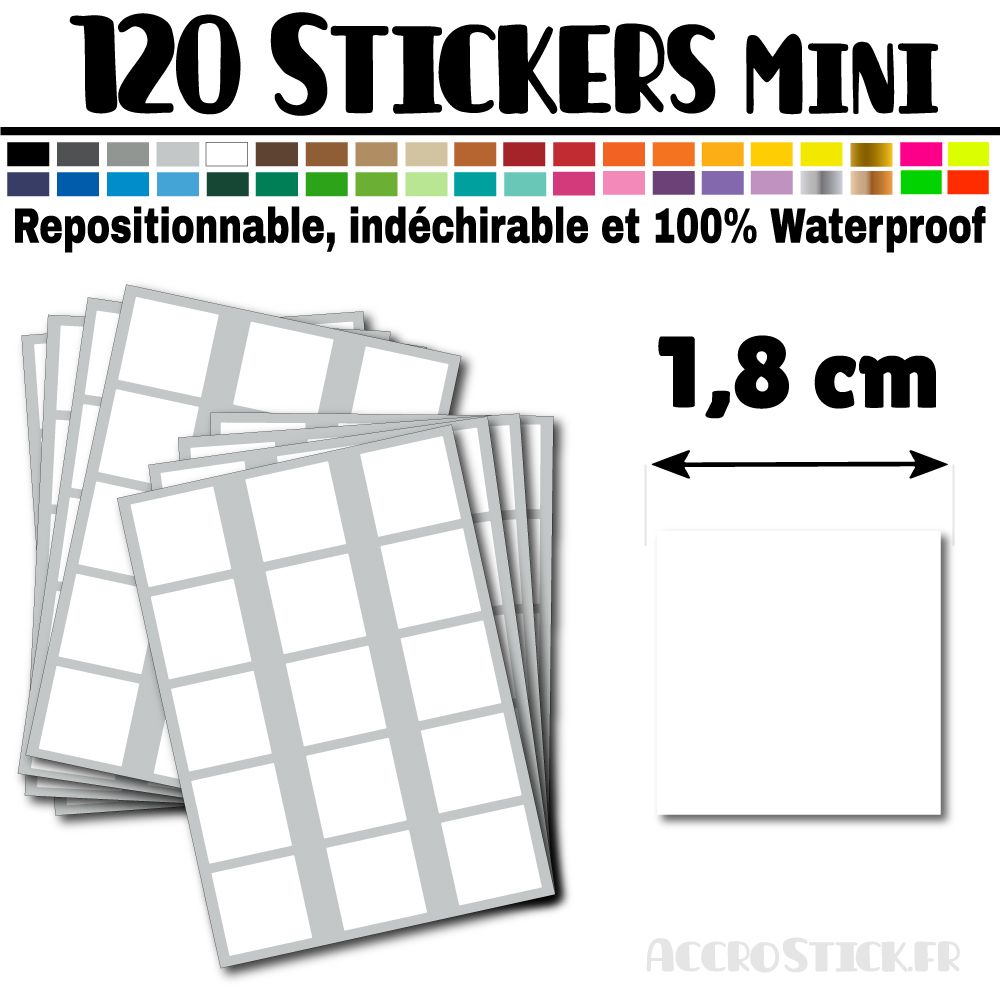 120 Carrés 1,8 cm - Stickers mini gommettes 120 Carrés 1,8 cm - Stickers mini gommettes