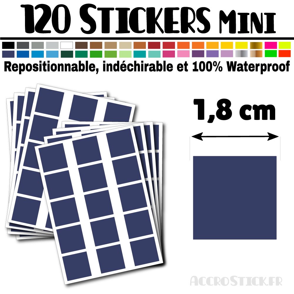 120 Carrés 1,8 cm - Stickers mini gommettes 120 Carrés 1,8 cm - Stickers mini gommettes