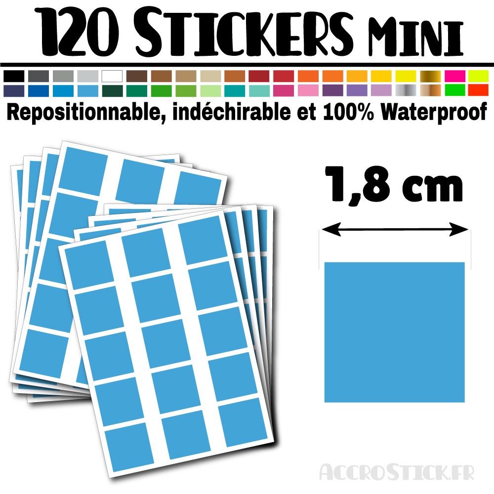 120 Carrés 1,8 cm - Stickers mini gommettes 120 Carrés 1,8 cm - Stickers mini gommettes