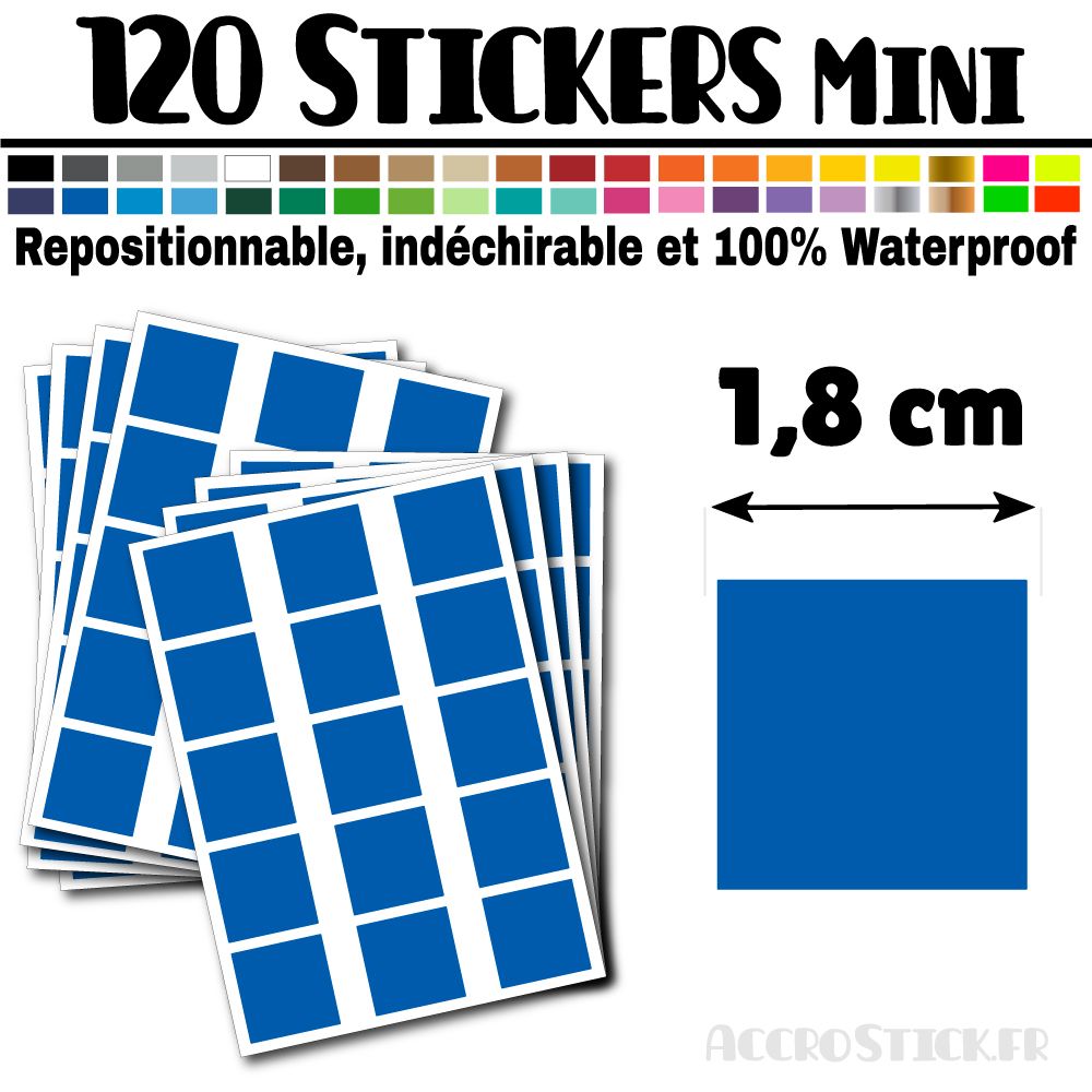 120 Carrés 1,8 cm - Stickers mini gommettes 120 Carrés 1,8 cm - Stickers mini gommettes
