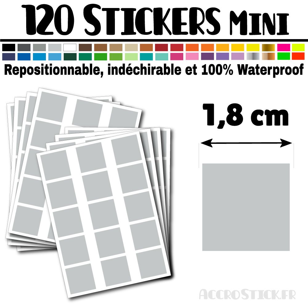 120 Carrés 1,8 cm - Stickers mini gommettes 120 Carrés 1,8 cm - Stickers mini gommettes