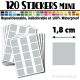 120 Carrés 1,8 cm - Stickers mini gommettes