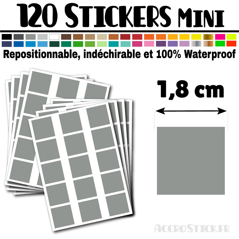 120 Carrés 1,8 cm - Stickers mini gommettes 120 Carrés 1,8 cm - Stickers mini gommettes